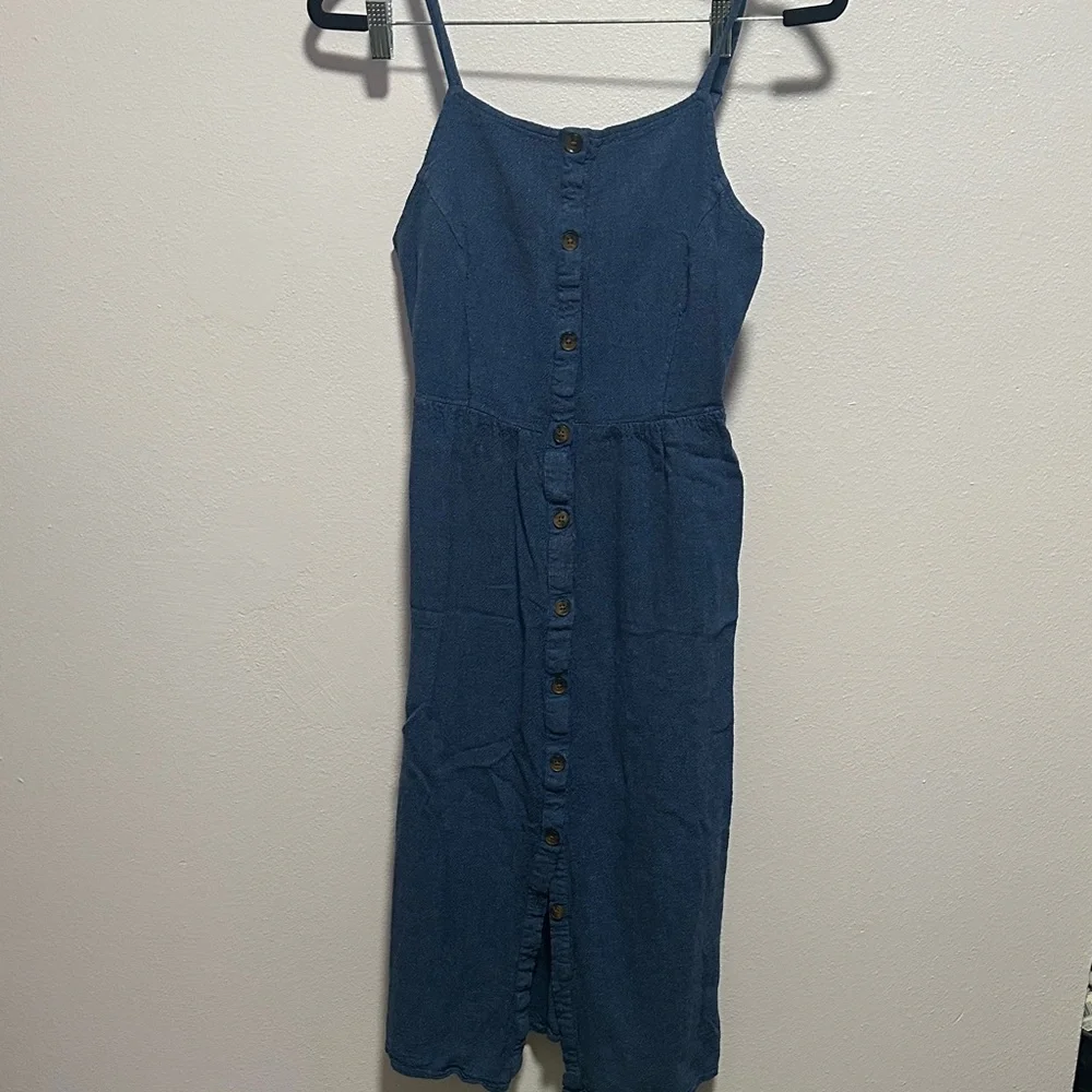 old navy denim midi dress Fit & Flare Sleeveless Jean Midi Dress
